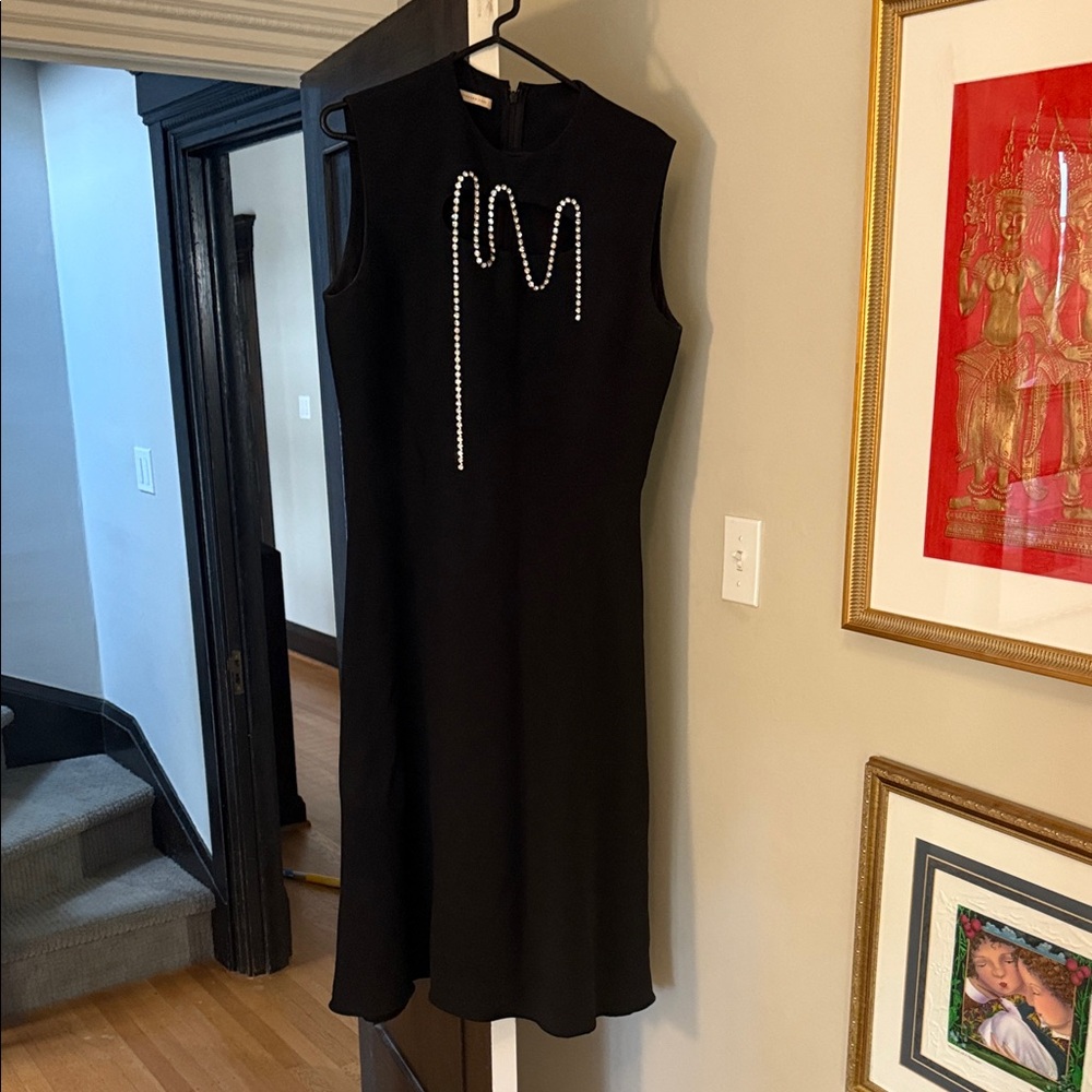 Elegant Black Sleeveless Dress with diamond detail